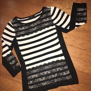 INC Striped Black & Tan Sweater, Medium